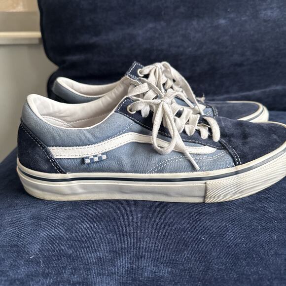 Vans Old Skool PopCush Navy White Men’s 10 US Skate Shoes Minimal Wear Blue - Picture 3 of 16